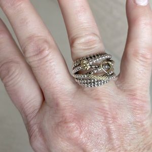 Lagos Ring Two Tone Caviar Statement Ring size 8